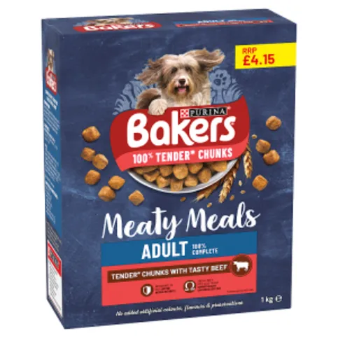 Bakers Meaty Meals Adult 100% Complete Tender Chunks with Tasty Beef 1kg