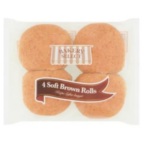 Bakery Select Soft Brown Rolls 4 Pack