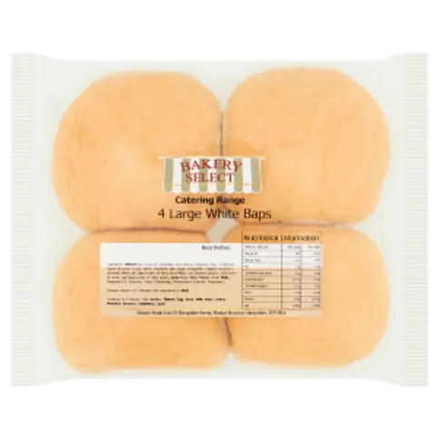 Bakery Select Catering Range 4 Large White Baps