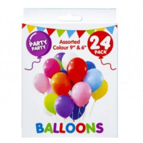 Balloons Colour Assorted 24 Pack