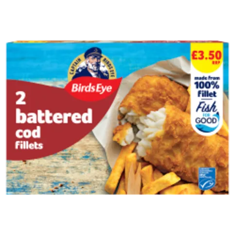 BIRDS EYE 2 COD FILLETS BATTERED PM£2.50 200G