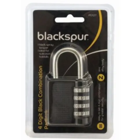 Blackspur 4 Digit Black Combination Lock