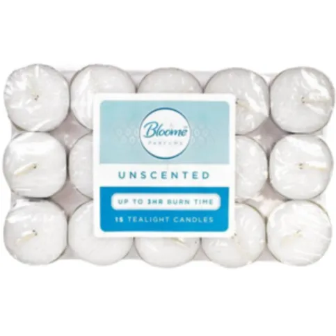Bloome Unscented Tealight Candles 15 Pack