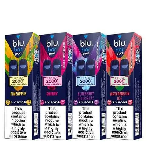 Blu Bar REFILL Pods Only (2-pk,2000 puffs) (Choose Flavour)