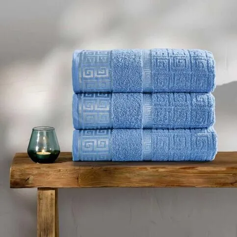 BLUE Large Luxury Bath Towels - Pack of 3