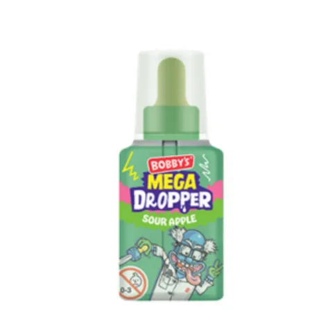 Bobby's Mega Dropper Sour Liquid Candy Sour Blue Razz Flavor 70g