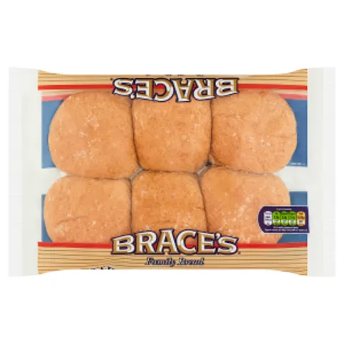 Brace's Family Bread 6 Wholemeal Baps