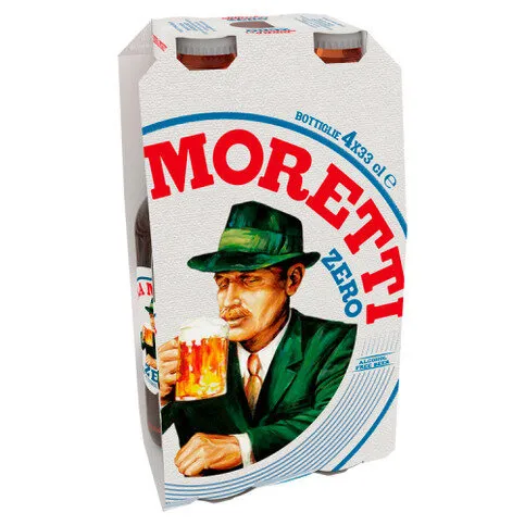 Birra Moretti Zero Alcohol-Free Beer 4 x 330ml Bottles