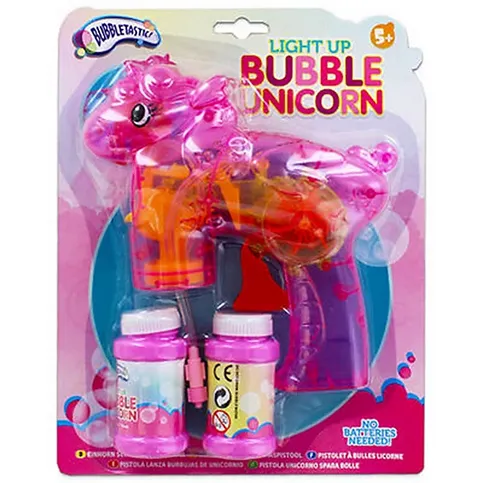BUBBLE TASTIC LIGHT UP BUBBLE UNICORN GUN & 2PK SOLUTION
