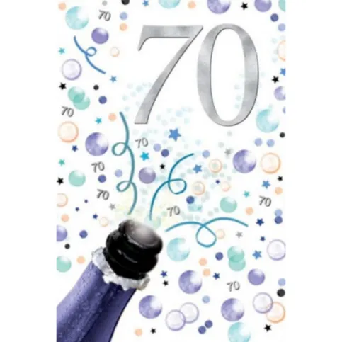 Bubbly 70th Birthday Card