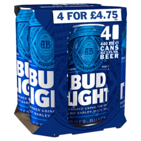 Bud Light Lager Beer Cans 4 x 440ml