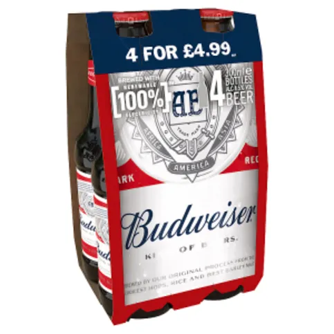 Budweiser Beer 4 x 300ml Bottles