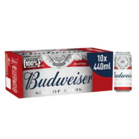 Budweiser Lager Beer Cans 10 x 440ml