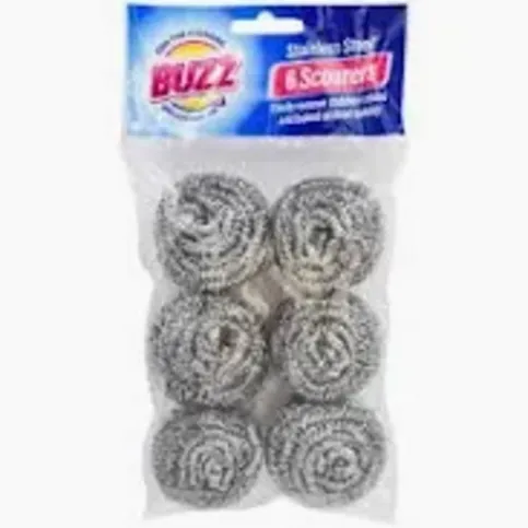 Buzz Stainless Steel Scourers 6pk (Clipstrip)