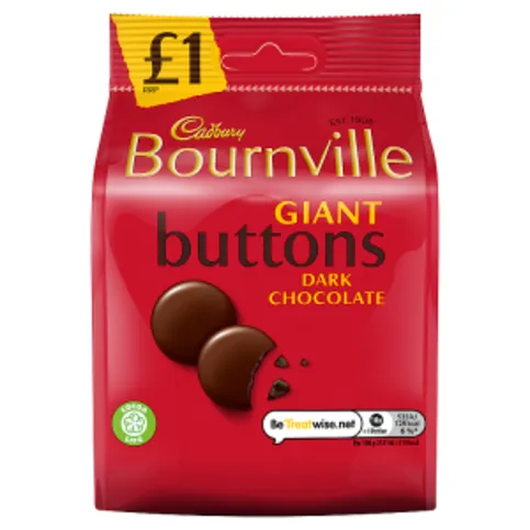 Cadbury Bournville Giant Buttons Dark Chocolate Bar 95g