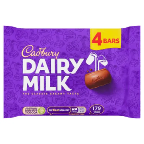 Cadbury Dairy Milk Chocolate Bars 4 x 33.5g