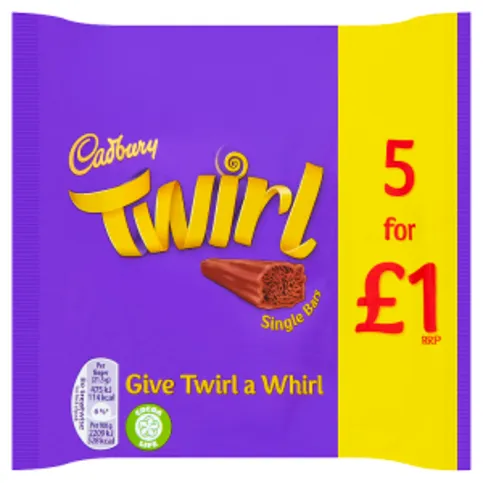 Cadbury Twirl Chocolate Bar 5 Pack 107.5g
