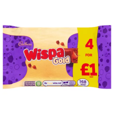 Cadbury Wispa Gold Chocolate Bar 4 Pack 134g