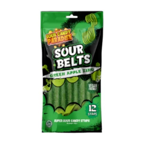 Candy Paradise Sour Belts Green Apple Zing 100g