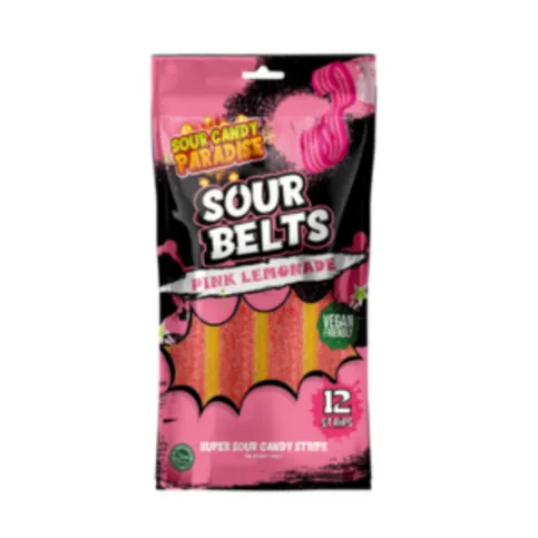 Candy Paradise Sour Belts Pink Lemonade 100g