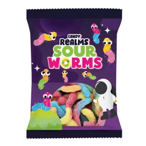 Candy Realms Sour Worms Bag 170g