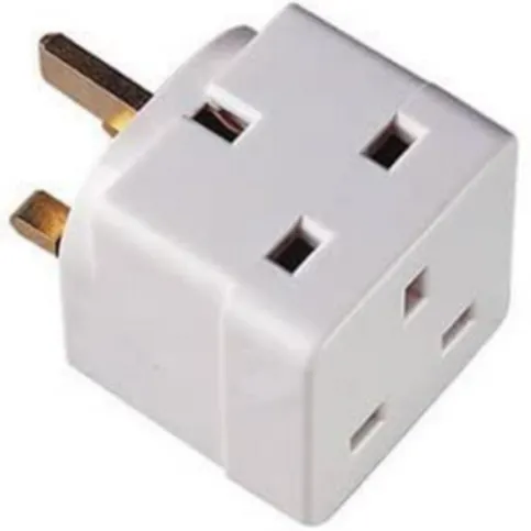 2 Way 13 Amp UK Double Adaptor