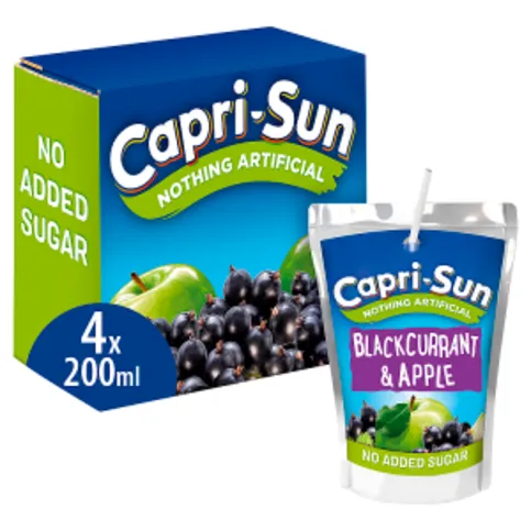 Capri-Sun Nothing Artificial No Added Sugar Blackcurrant and Apple 4 x 200ml
