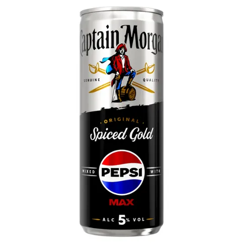 Captain Morgan Original Spiced Gold and Pepsi Max Pre-mix 5% vol 250ml