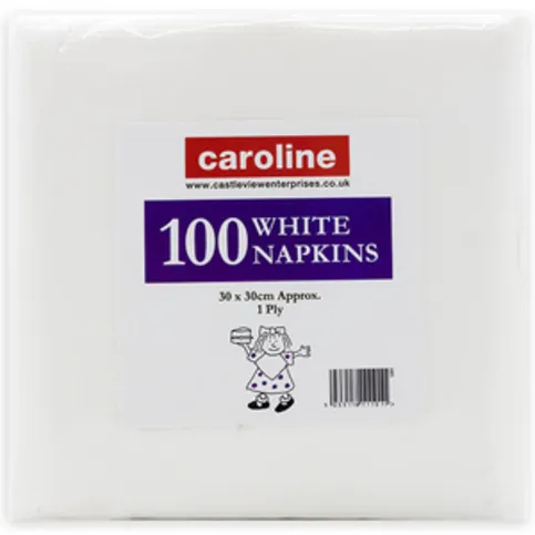 Caroline 100 White Napkins 30x30cm