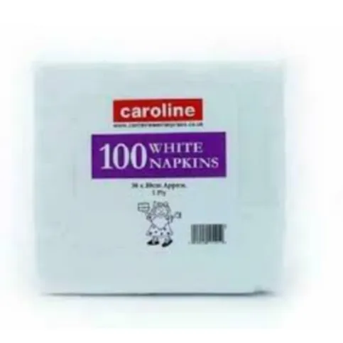 Caroline White Napkins 100 Pack