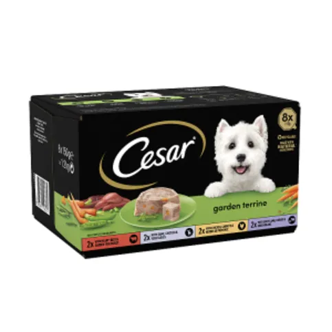 Cesar Garden Terrine Dog Food Tray Mixed in Loaf 8 x 150g