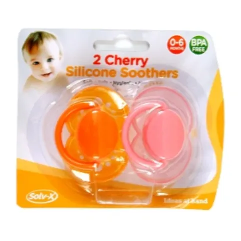 Solv-X Cherry Silicone Soothers 0-6 Months