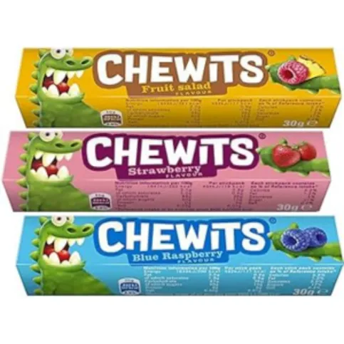 Chewits Strawberry, Fruit Salad & Blue Raspberry Flavour Fruit Chews 4 x 30g