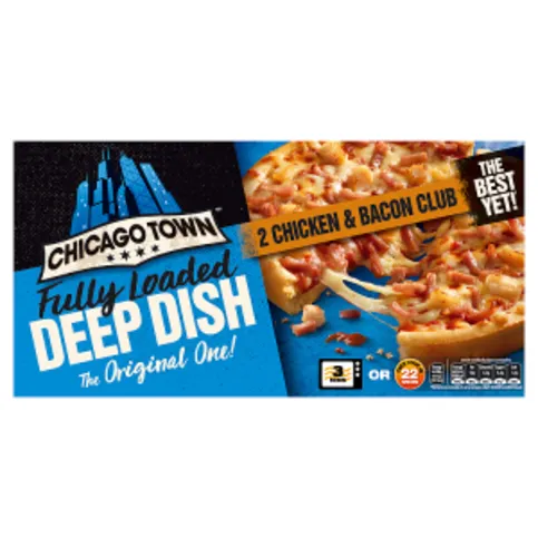 Chicago Town Fully Loaded Deep Dish Chicken & Bacon Club Pizzas 2 x 156g (312g)