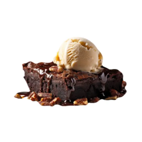 Chocolate Fudge Brownie with a scoop of soft serve Ice Cream
