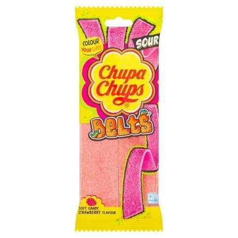 Chupa Chups Belts Soft Candy Strawberry Flavour 90g