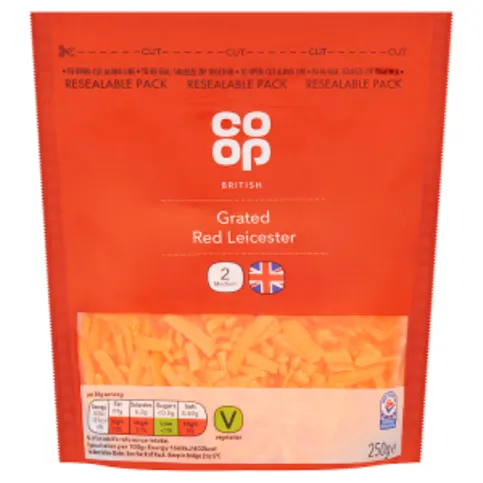 Co-op British Grated Red Leicester 250g