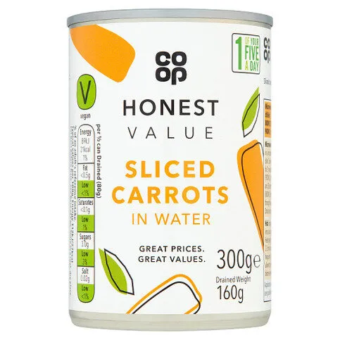 Co Op Honest Value Carrots Sliced 300g