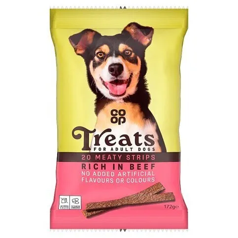 CO OP MEATY CHEW STRIPS WITH BEEF 172g