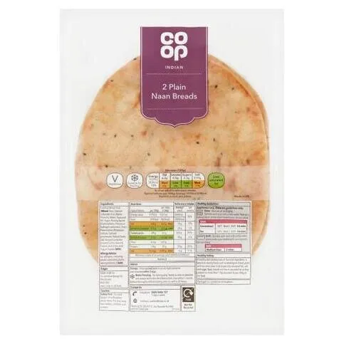 Co Op 2 Indian Style Plain Naan Breads