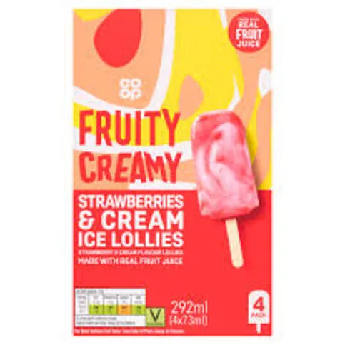 Co-op Strawberries And Cream Ice Lollies 4x73ml