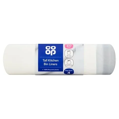Coop - medium Kitchen Bin Liners with Drawstrings 30L, 20 bags
