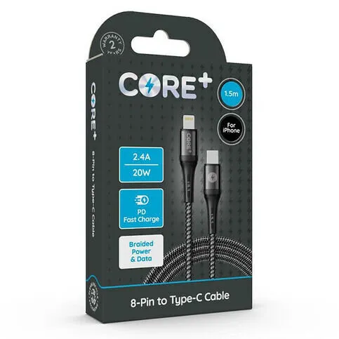 Core + 8 Pin To Type C Cable