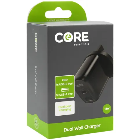 Core Type-a & C  Wall Charger 12w