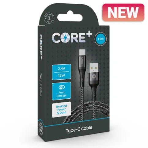 Core+ Type-c Braided Cable Grey 1.5m