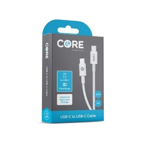 Core + Type C To C Cable(2.4A) Braided Power & Data Cable