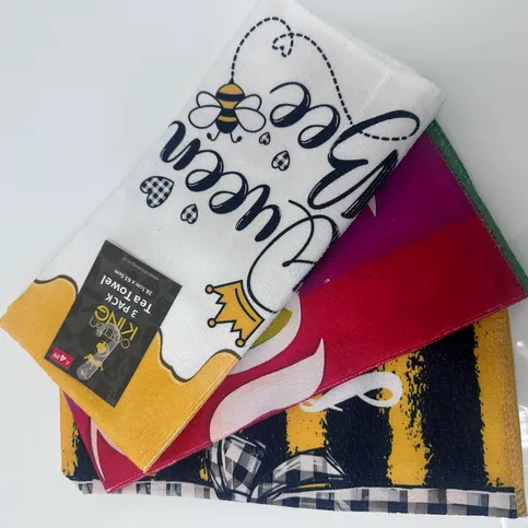 Cotton King 3 Pack Tea Towel Queen Bee