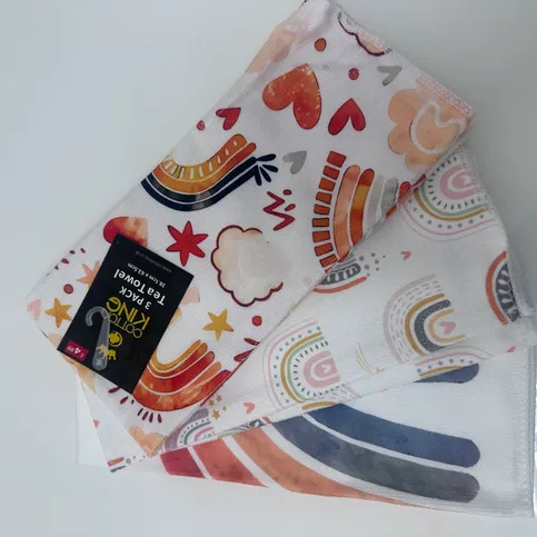 Cotton King 3 Pack Tea Towel Rainbow