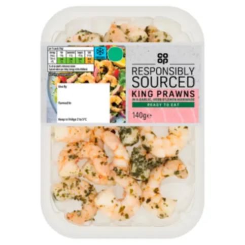 Co-op King Prawns in a Garlic, Herb & Lemon Marinade 140g