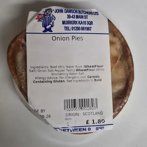 John Dawsons Butchers Onion Pie